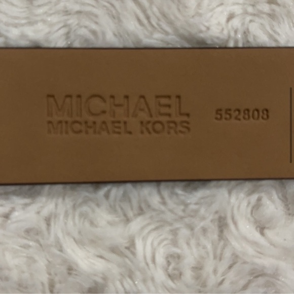 MICHAEL Michael Kors Signature Brown & Gold Square buckle Belt New with tags L
